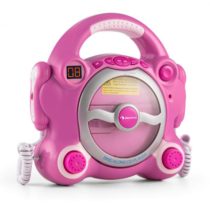 Auna Pocket Rocker, ružový, karaoke systém s CD prehrávačom, Sing A Long, 2 mikrofóny, batérie