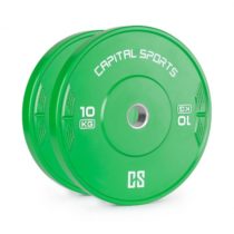 Capital Sports Nipton 10 Bumper Plates, činkové kotúče 10 kg, tvrdená guma, zelené