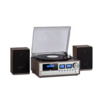 Auna Oxford, retro stereo systém, DAB+/FM rádio, BT funkcia, vinyl, CD, AUX, tmavosivý