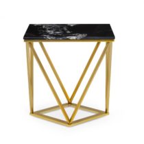 Besoa Black Onyx II, konferenčný stolík, 50 x 55 x 35 cm (Š x V x H), mramorový vzhľad, zlatý/čierny