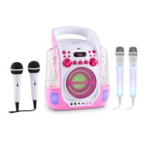 Auna Kara Liquida ružová farba + Dazzl mikrofónová sada, karaoke zariadenie, mikrofón, LED osvetleni...