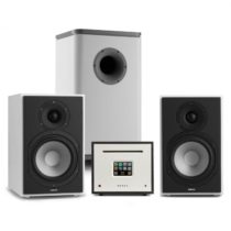 Numan Unison Reference 802 Edition, stereo systém, zosilňovač, reproduktory, biela/sivá/čierna