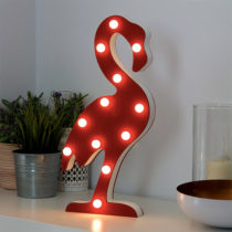 Drevený dekoračný plameniak s LED žiarovkami